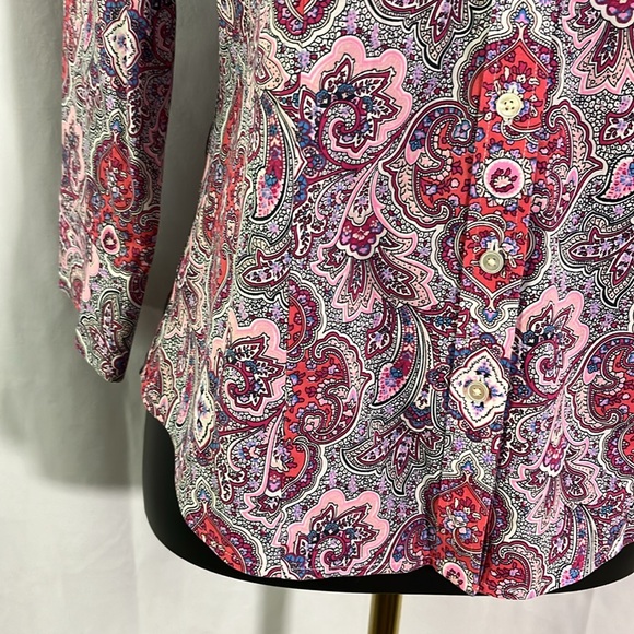 Talbots Pink & Purple Printed Wrinkle Resistant Button Down Shirt - Picture 9 of 16